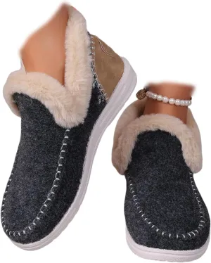 Boots For Women Ankle Booties Dressy Warm Fur Lined Winter Snow Short Booties Casual Fashion Trendy Loafers Shoes