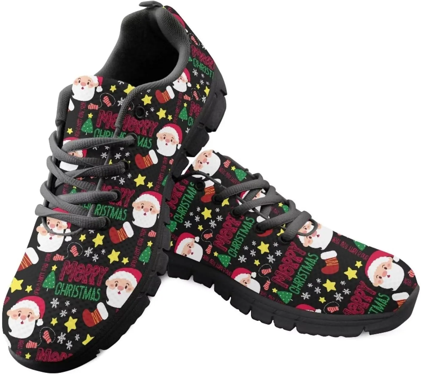 FKELYI Women's Christmas Shoes Lightweight Sneakers Outdoor Sport Running Shoes Walking Flats