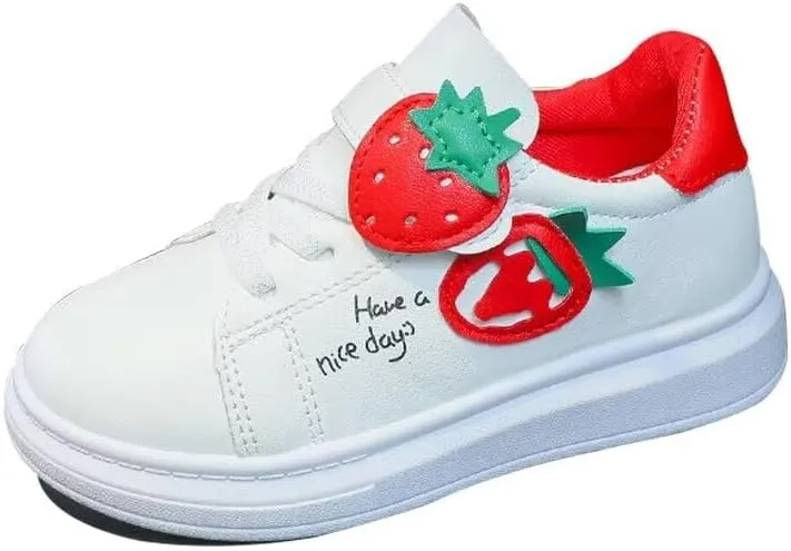 Kids Girl Cartoon Strawberry Casual Sneakers for School Walking Running Travel