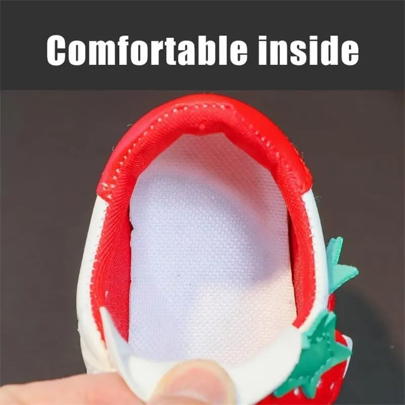 Kids Girl Cartoon Strawberry Casual Sneakers for School Walking Running Travel