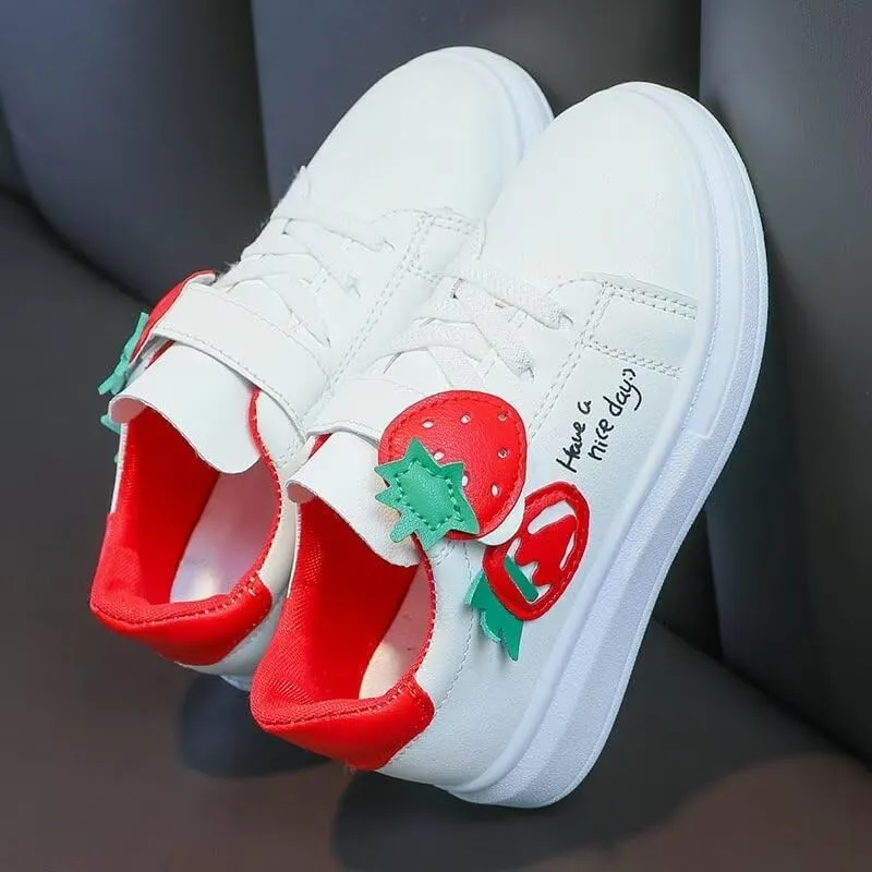 Kids Girl Cartoon Strawberry Casual Sneakers for School Walking Running Travel