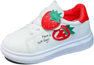 Kids Girl Cartoon Strawberry Casual Sneakers for School Walking Running Travel