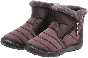 Ladmiple Winter Boots For Women Waterproof Snow Wide Width Fur Lined Warm Ankle Booties Slip On Outdoor Comfortable Shoes