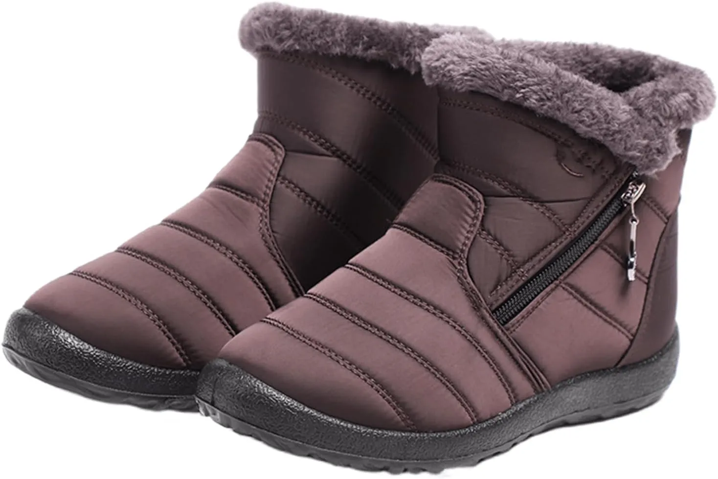 Ladmiple Winter Boots For Women Waterproof Snow Wide Width Fur Lined Warm Ankle Booties Slip On Outdoor Comfortable Shoes