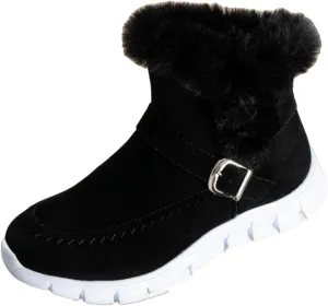 Lausiuoe Boots For Women Ankle Booties Warm Snow Winter Boots Casual Fashion Trendy Comfort Slip On Fur Lined Loafers Shoes
