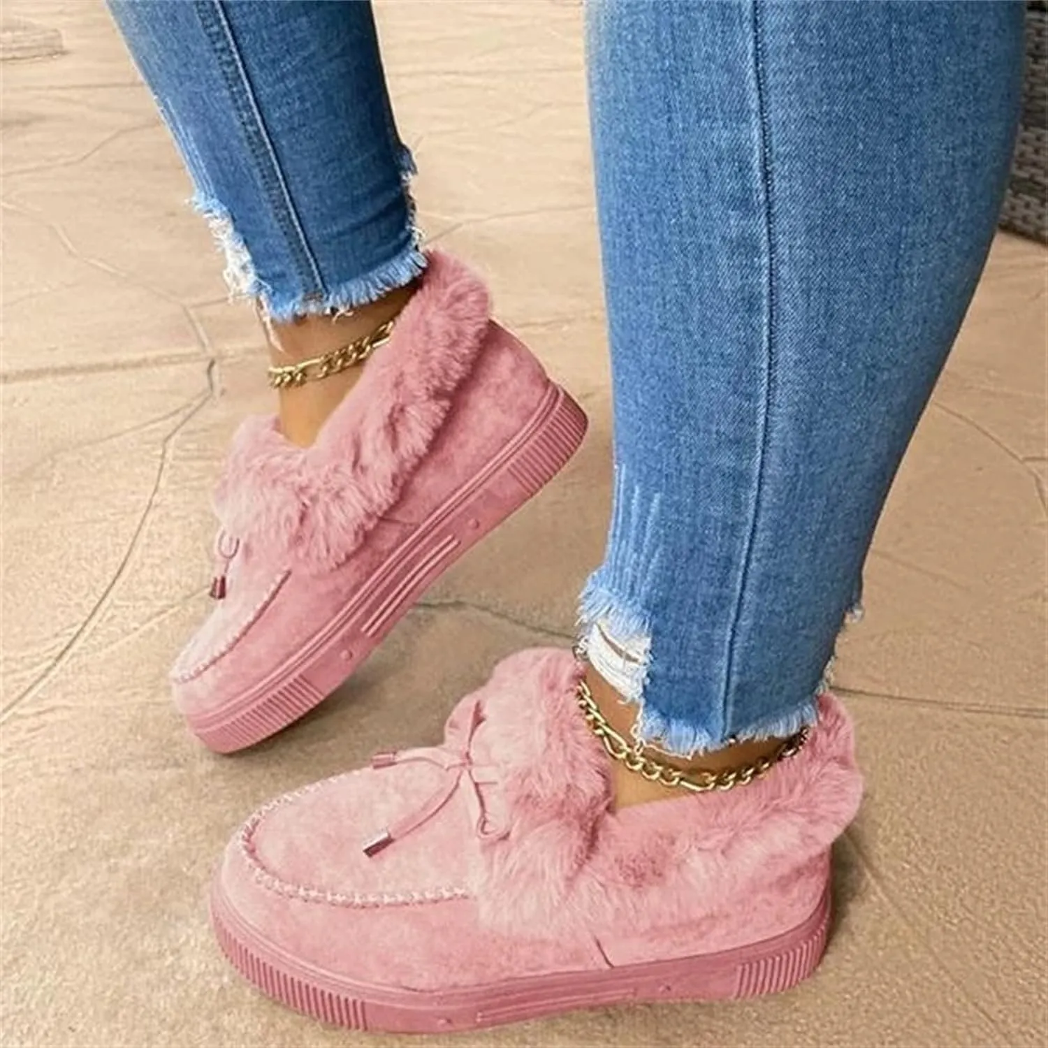 Lausiuoe Boots For Women Ankle Booties Warm Winter Snow Boots Fur Lining Comfortable Short Booties Fashion Loafers Shoes 2024