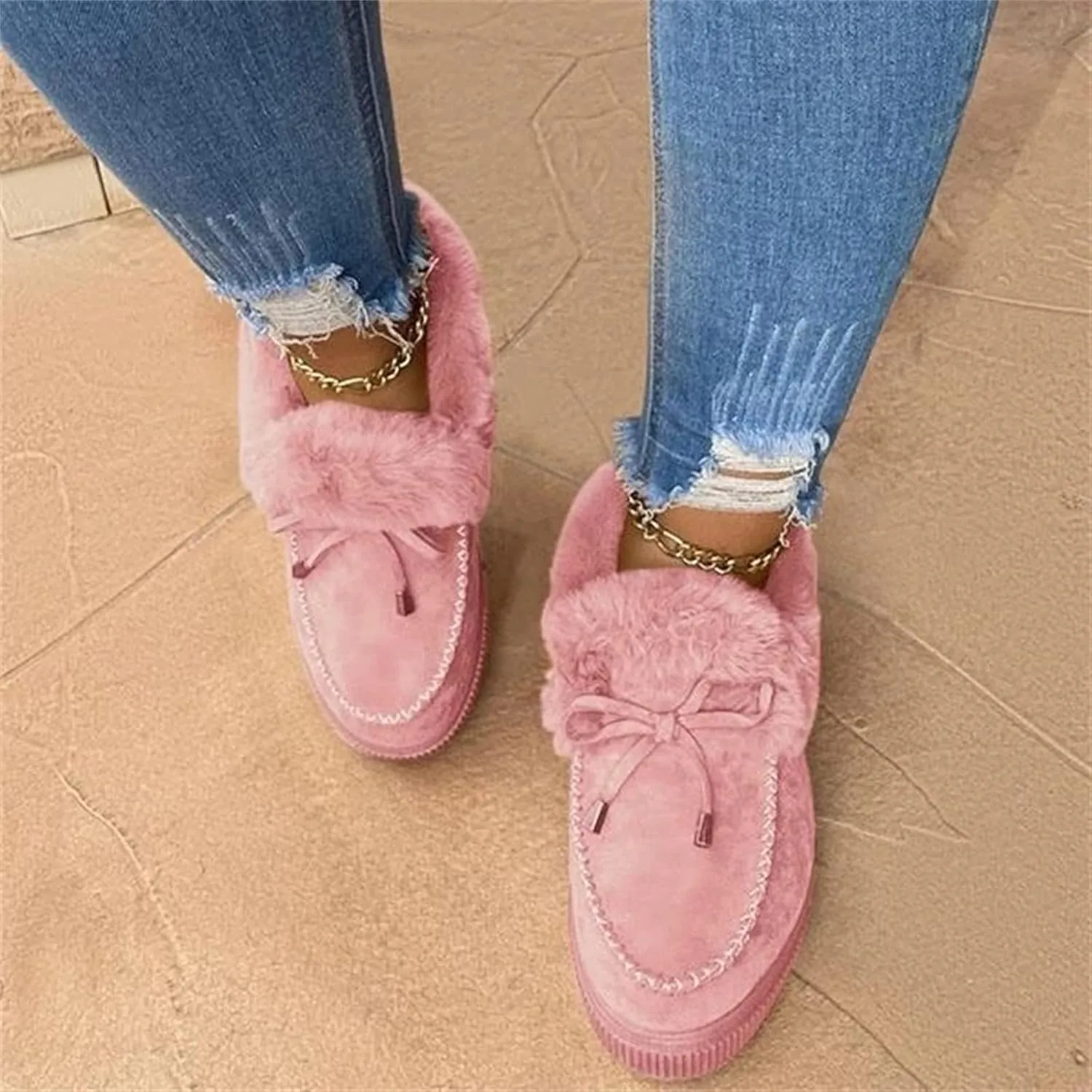 Lausiuoe Boots For Women Ankle Booties Warm Winter Snow Boots Fur Lining Comfortable Short Booties Fashion Loafers Shoes 2024