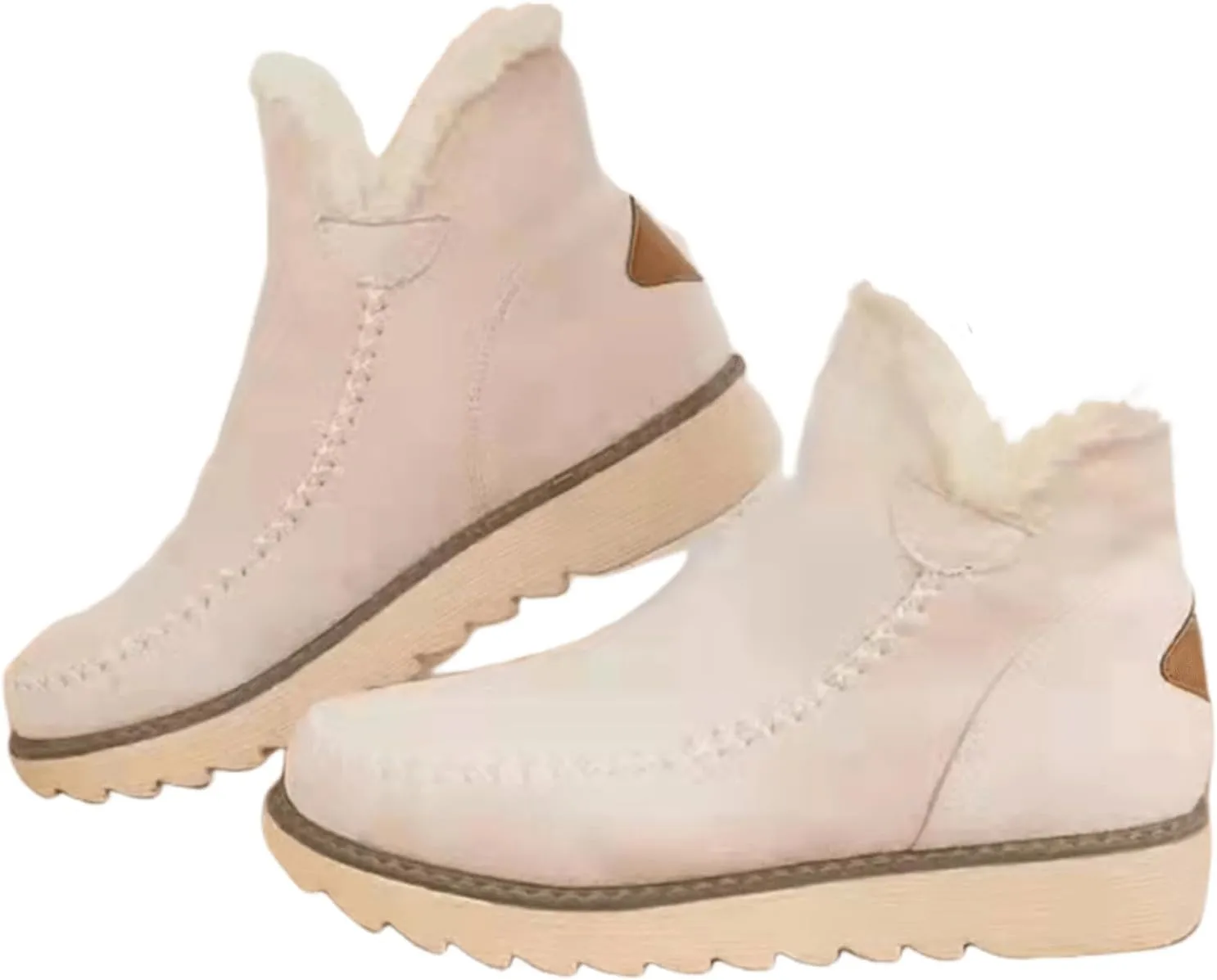 Lausiuoe Trending Winter Boots For Women 2024 Snow Ankle Booties Slip On Comfortable Fuzzy Fashion Casual Loafers Shoes