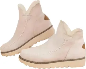 Lausiuoe Trending Winter Boots For Women 2024 Snow Ankle Booties Slip On Comfortable Fuzzy Fashion Casual Loafers Shoes
