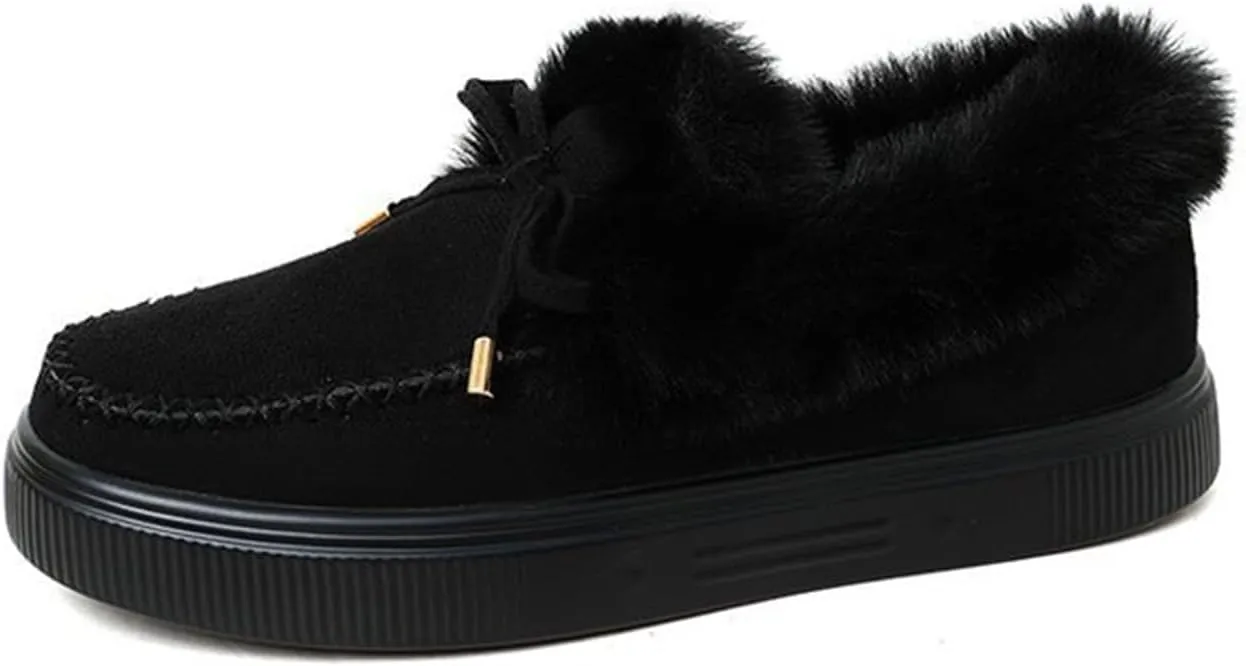 Lausiuoe Winter Fashion Boots For Women 2024 Snow Boots Winter Shoes Fur Lining Warm Ankle Booties Casual Fuzzy Loafers Shoes