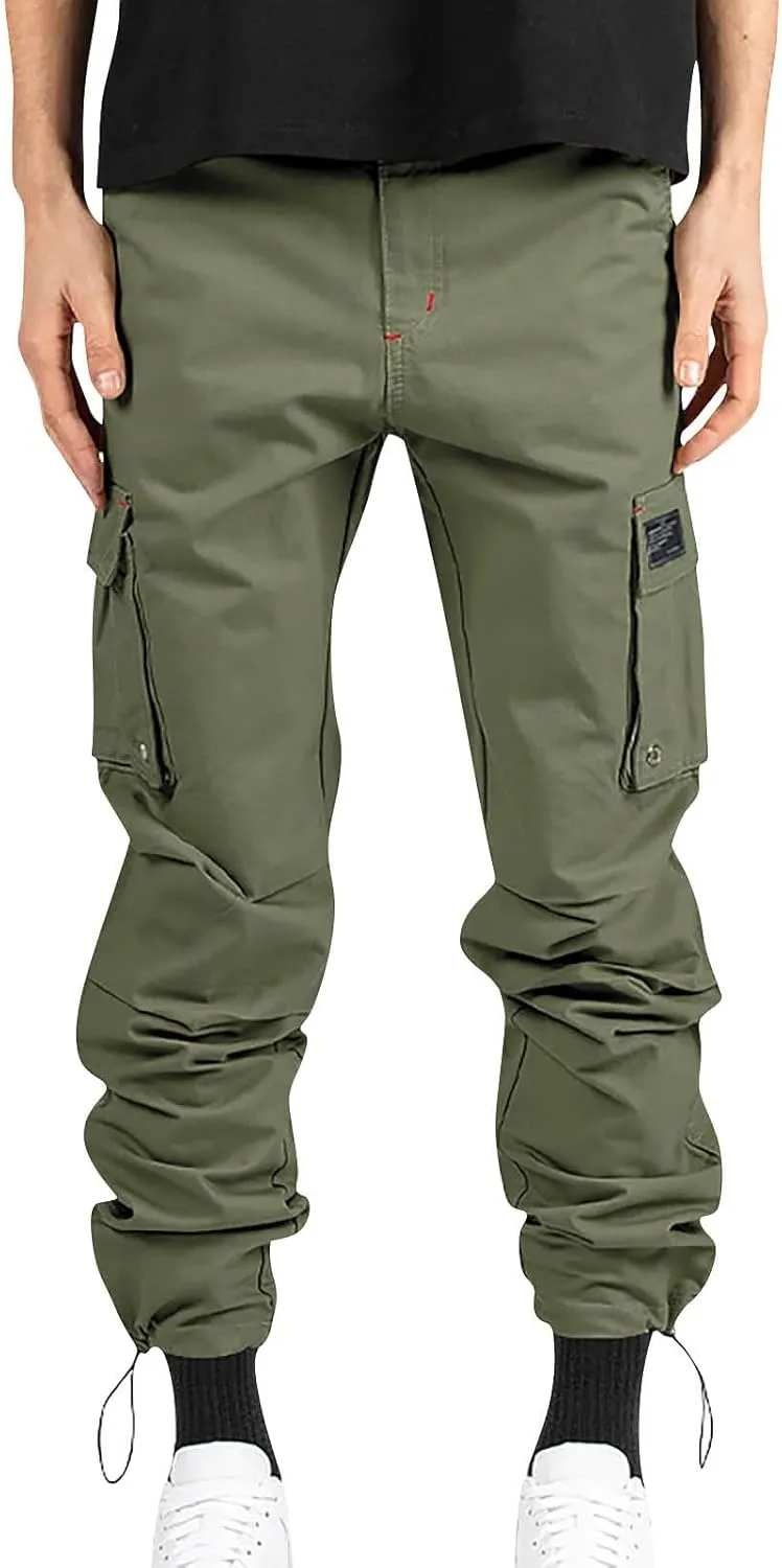 Mens Cargo Pants Outdoor Hiking Tactical Pants Relaxed Fit Camo Combat Pants Waterproof Carpenter Pants with Pockets
