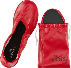 Shoes8teen Women's Foldable Portable Travel Ballet Flat Shoes w/Matching Carrying Case SH1818 Red 9/10