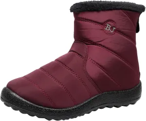 Snow Boots Women Winter Ankle Boots for Women Warm Fur Lined Winter Shoes Water Resistant Non-Slip Outdoor Booties Ladies Thickening Shoes Fashion Classic Zip Flat Sneakers Comfortable Shoes