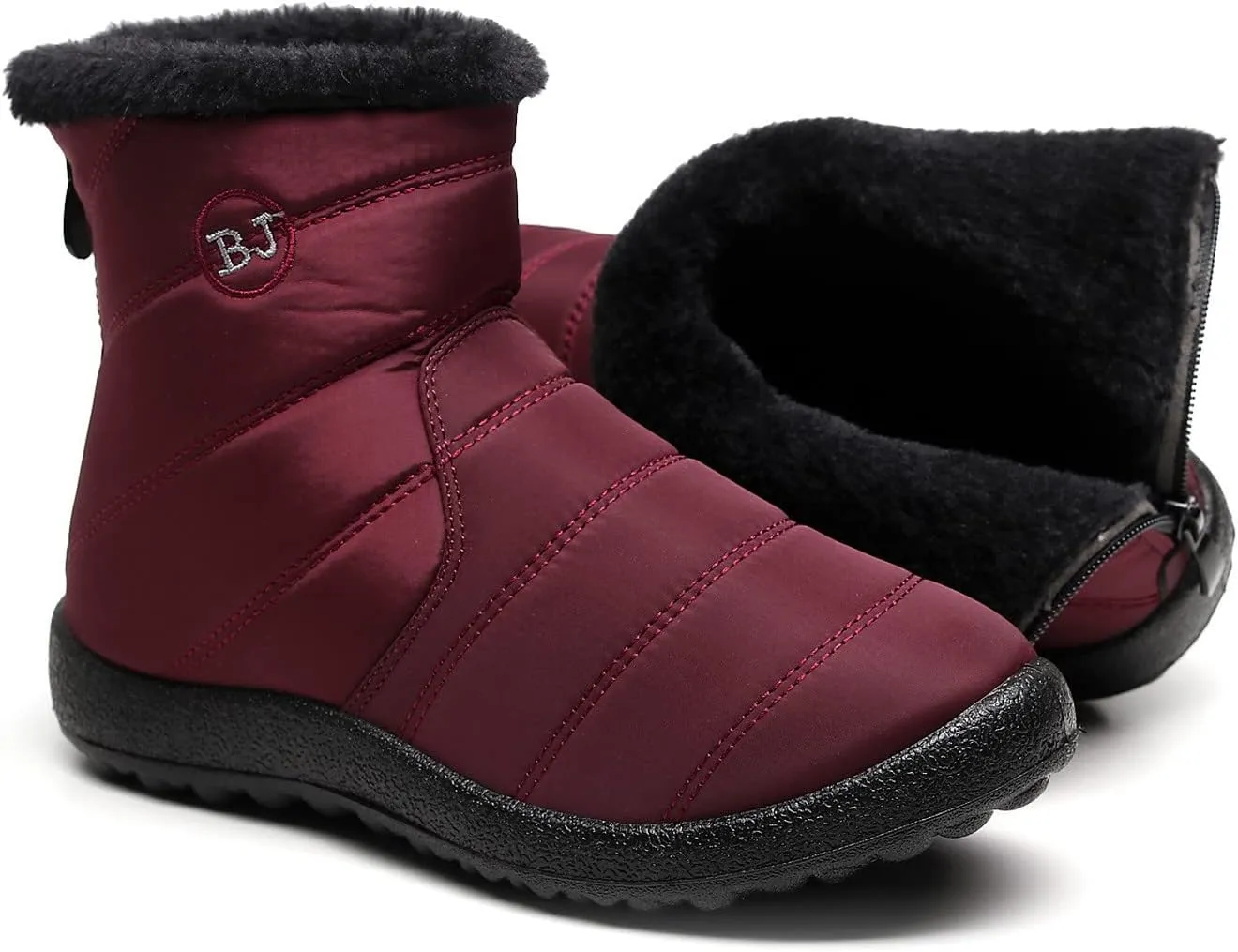 Snow Boots Women Winter Ankle Boots for Women Warm Fur Lined Winter Shoes Water Resistant Non-Slip Outdoor Booties Ladies Thickening Shoes Fashion Classic Zip Flat Sneakers Comfortable Shoes
