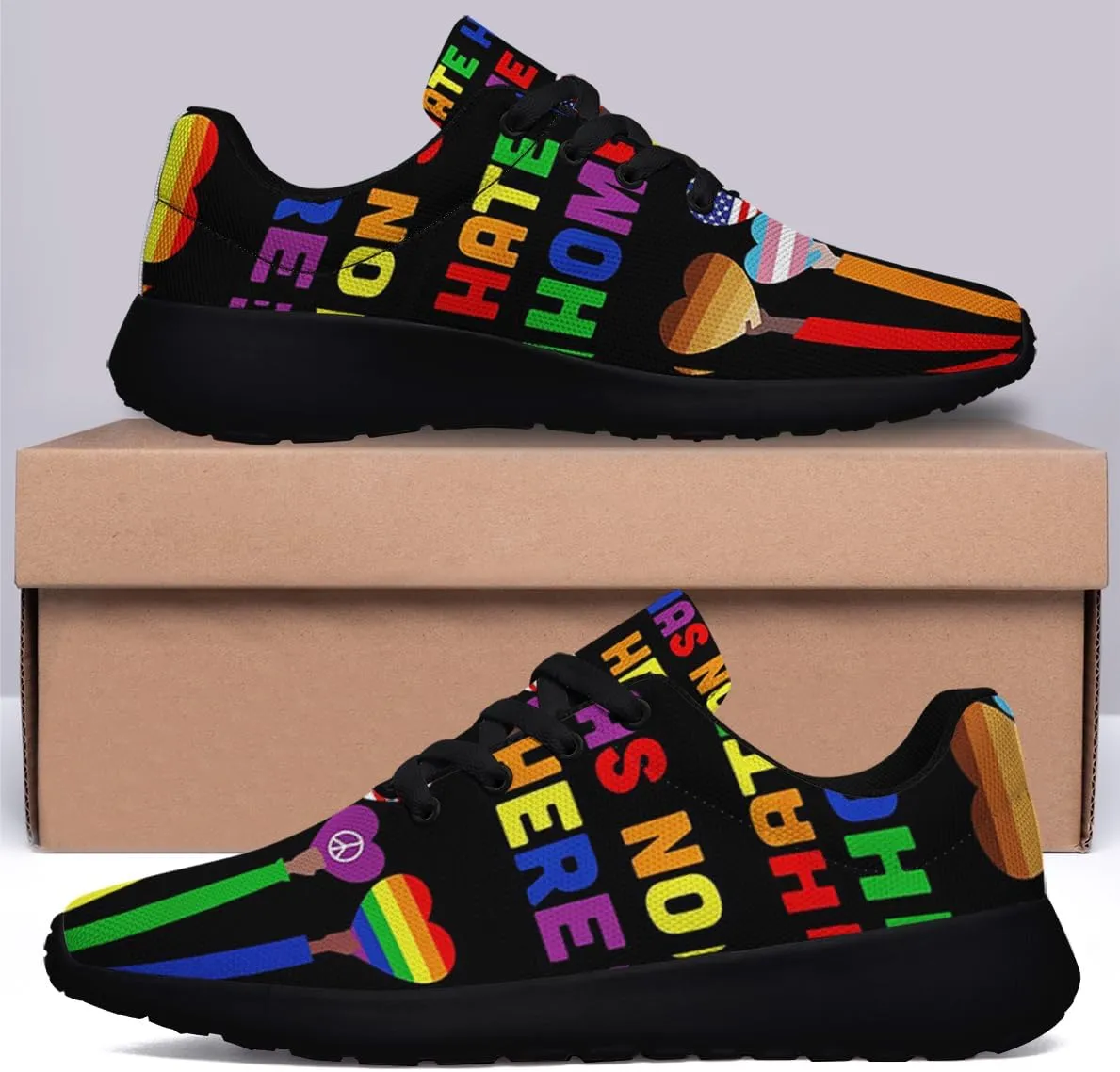 Sonzj-II Hate Has No Home Here LGBT Shoes Women Men Sports Trainers Low Top Anti-Slip Lace Up Trail Sneakers