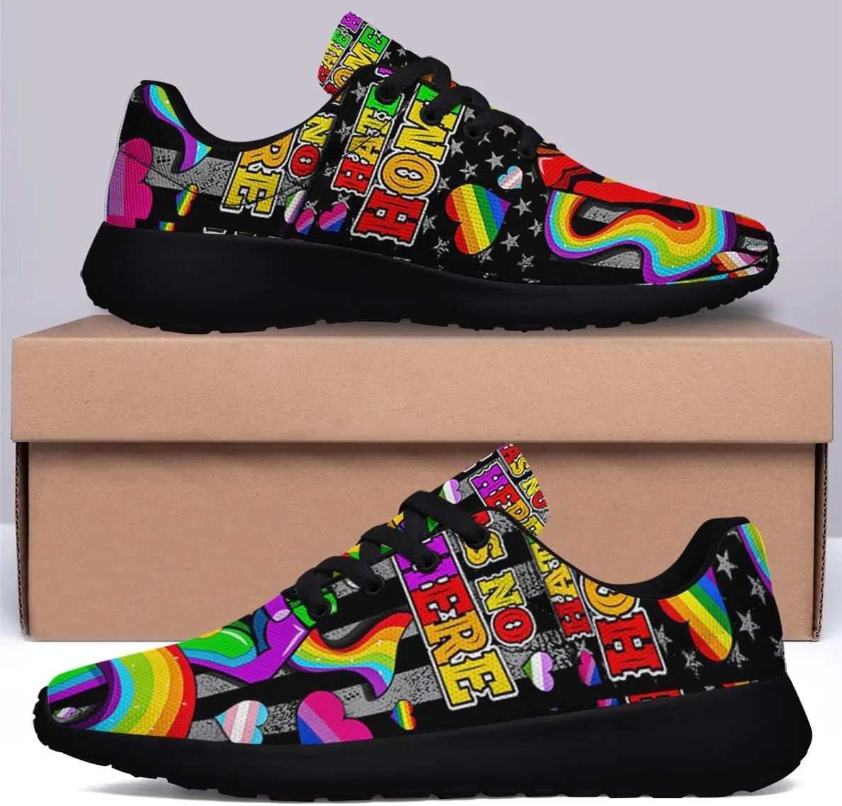 Sonzj-II Hate Has No Home Here LGBT Shoes Women Men Sports Trainers Low Top Anti-Slip Lace Up Trail Sneakers