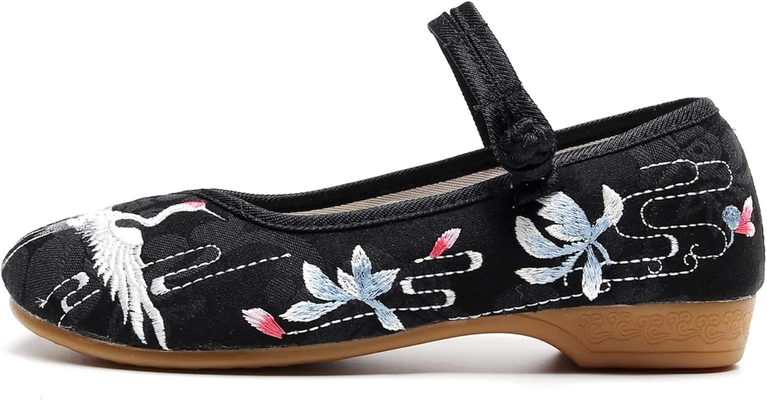 Stunner Women's Vintage Embroidered Shoes Comfortable Flat Shoes Mary Jane Shoes