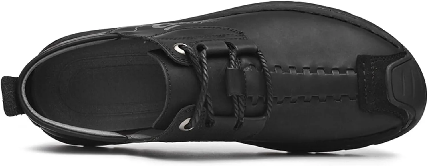VOCECO Mens Casual Leather Loafers Lightweight Breathable Outdoor Walking Slip On Sneakers Walking Driving Shoes