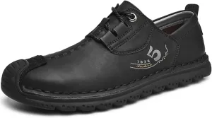 VOCECO Mens Casual Leather Loafers Lightweight Breathable Outdoor Walking Slip On Sneakers Walking Driving Shoes