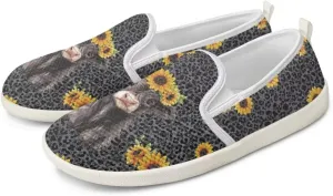 Women's Highland Cattle Outdoor Loafer Casual Walking Wedding Shoes Dress Flats Tennis Loafers