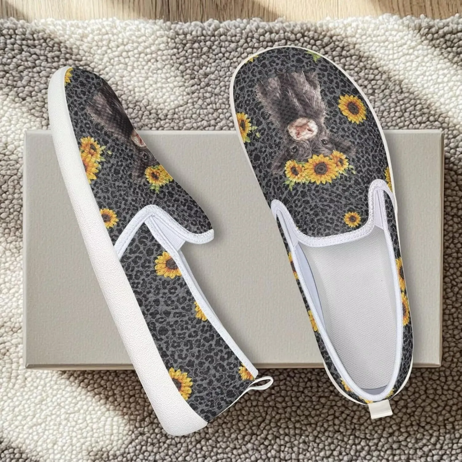 Women's Highland Cattle Outdoor Loafer Casual Walking Wedding Shoes Dress Flats Tennis Loafers