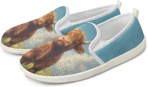 Women's Highland Cattle Outdoor Loafer Casual Walking Wedding Shoes Dress Flats Tennis Loafers