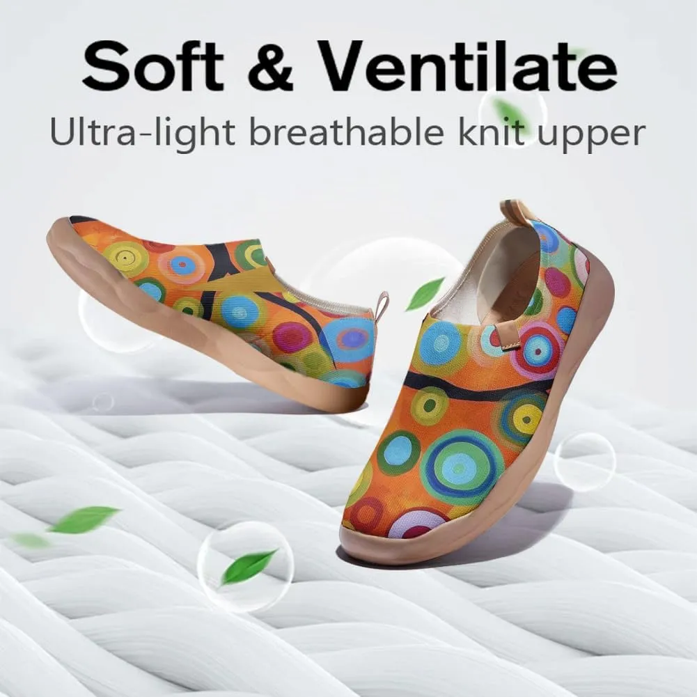 Women's Knitted Slip-on Loafers Comfortable, Light and Fashionable Sneakers Art Painted Travel Shoes