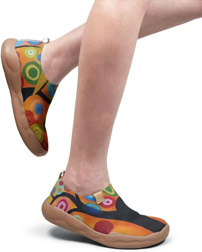 Women's Knitted Slip-on Loafers Comfortable, Light and Fashionable Sneakers Art Painted Travel Shoes