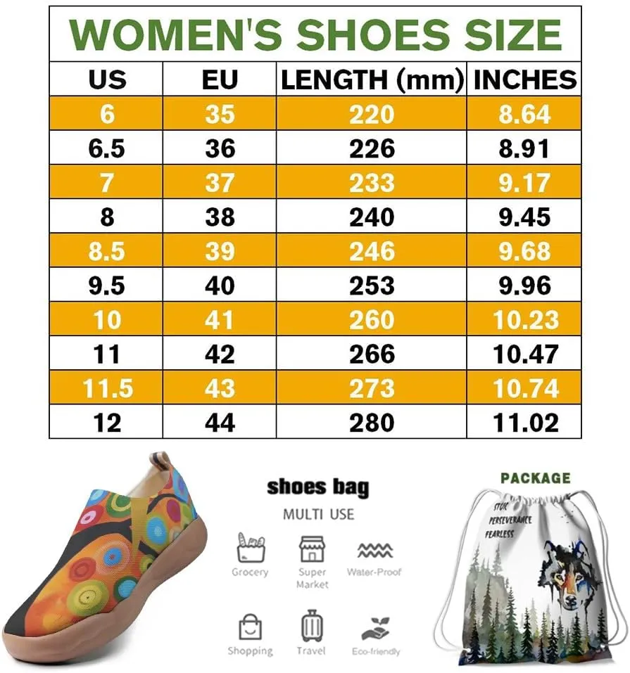 Women's Knitted Slip-on Loafers Comfortable, Light and Fashionable Sneakers Art Painted Travel Shoes