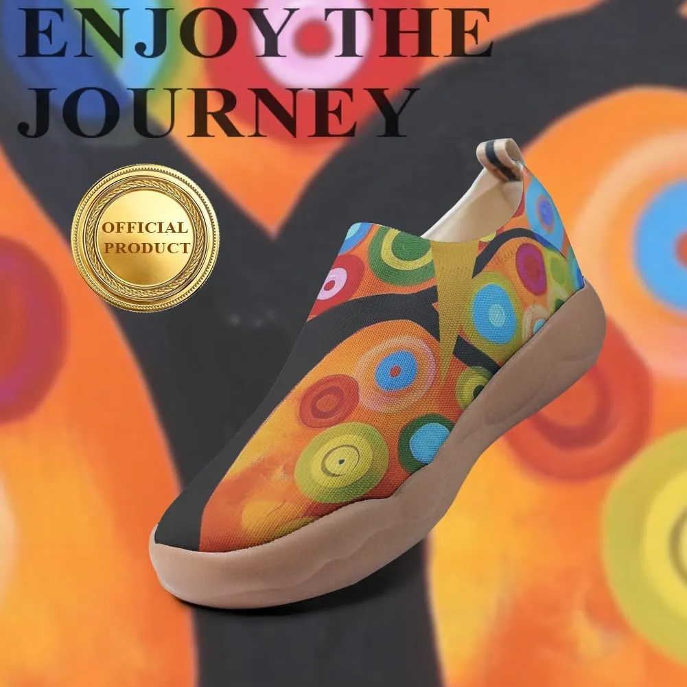 Women's Knitted Slip-on Loafers Comfortable, Light and Fashionable Sneakers Art Painted Travel Shoes